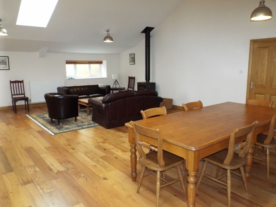 Communal sitting area with wood burner